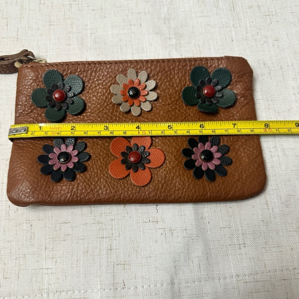 Floral Embellished Brown Wristlet - Picture 9 of 9